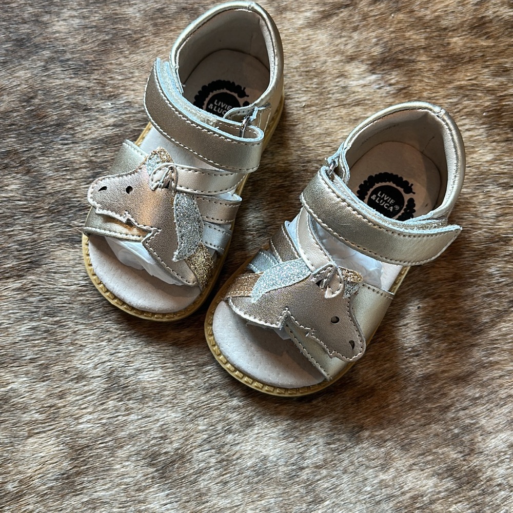 Livie & Luca Silver Sandals with Velcro Straps